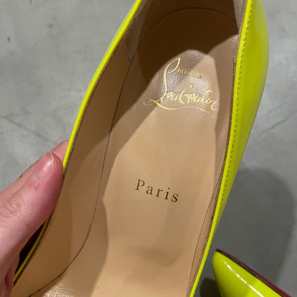 Christian Louboutin Neon Yellow Stilettos size 7 (38.5) - Picture 4 of 8